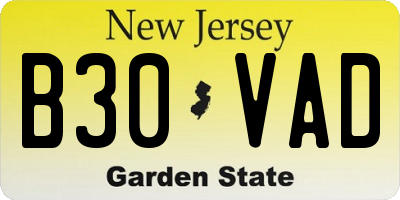 NJ license plate B30VAD