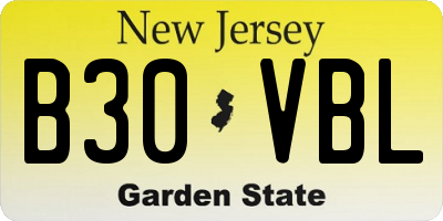 NJ license plate B30VBL