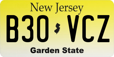 NJ license plate B30VCZ