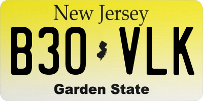 NJ license plate B30VLK