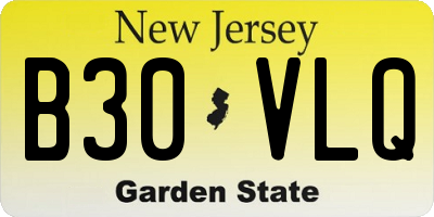 NJ license plate B30VLQ