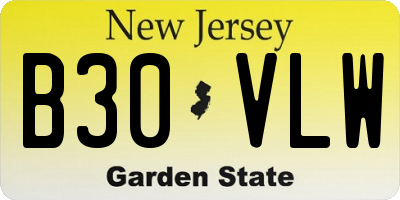 NJ license plate B30VLW