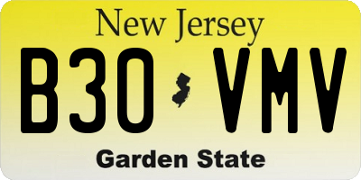 NJ license plate B30VMV