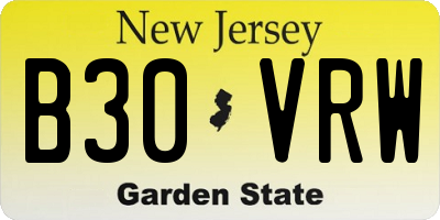 NJ license plate B30VRW
