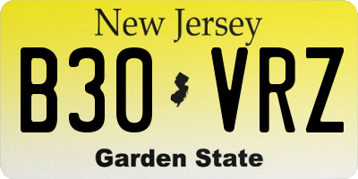 NJ license plate B30VRZ