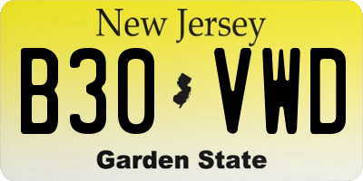 NJ license plate B30VWD