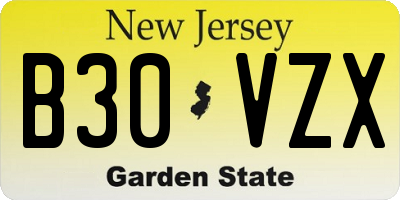 NJ license plate B30VZX