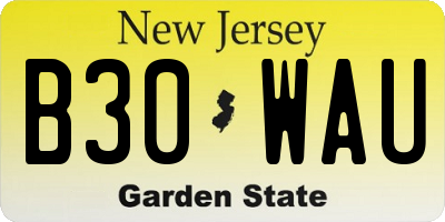 NJ license plate B30WAU