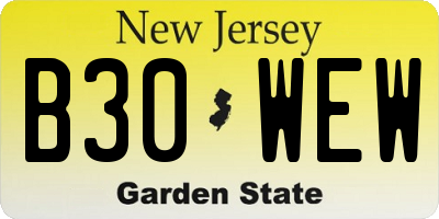 NJ license plate B30WEW