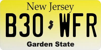 NJ license plate B30WFR