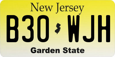NJ license plate B30WJH