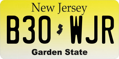NJ license plate B30WJR