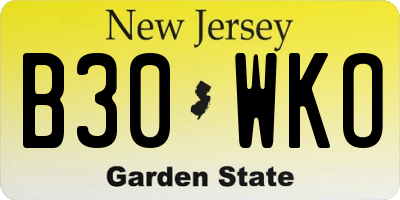 NJ license plate B30WKO