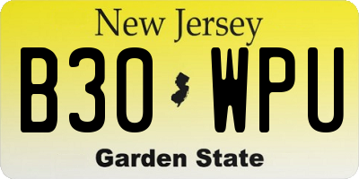 NJ license plate B30WPU