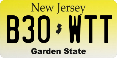 NJ license plate B30WTT