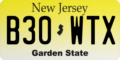 NJ license plate B30WTX