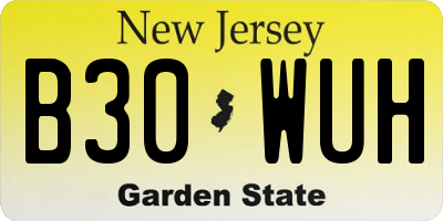 NJ license plate B30WUH