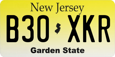 NJ license plate B30XKR