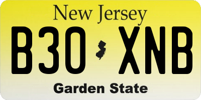 NJ license plate B30XNB
