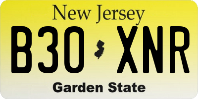 NJ license plate B30XNR