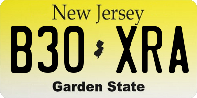 NJ license plate B30XRA