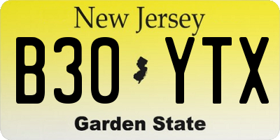 NJ license plate B30YTX