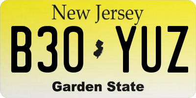 NJ license plate B30YUZ
