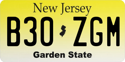 NJ license plate B30ZGM