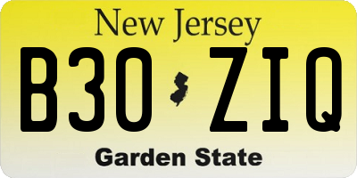NJ license plate B30ZIQ