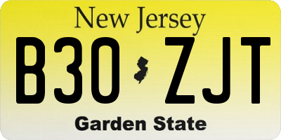 NJ license plate B30ZJT