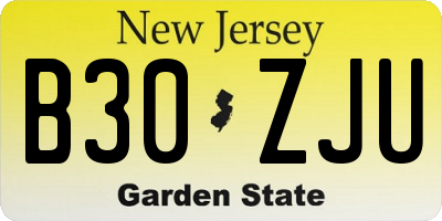 NJ license plate B30ZJU