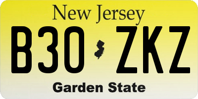 NJ license plate B30ZKZ