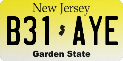 NJ license plate B31AYE