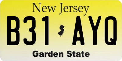 NJ license plate B31AYQ