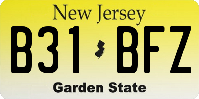 NJ license plate B31BFZ