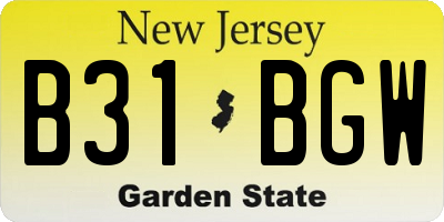 NJ license plate B31BGW