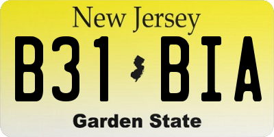 NJ license plate B31BIA