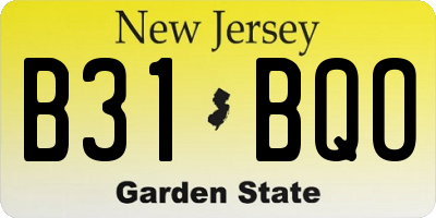 NJ license plate B31BQO