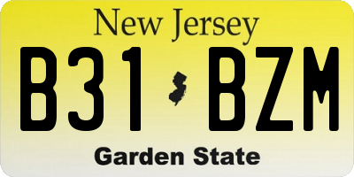 NJ license plate B31BZM