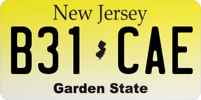 NJ license plate B31CAE