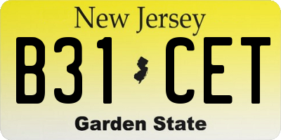 NJ license plate B31CET