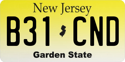 NJ license plate B31CND