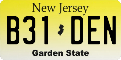 NJ license plate B31DEN