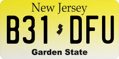 NJ license plate B31DFU
