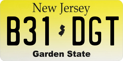 NJ license plate B31DGT