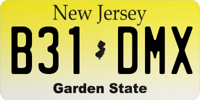 NJ license plate B31DMX