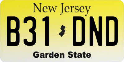 NJ license plate B31DND