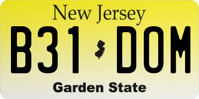 NJ license plate B31DOM