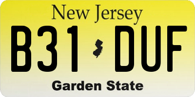 NJ license plate B31DUF