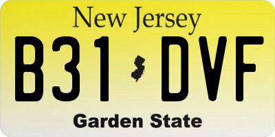 NJ license plate B31DVF